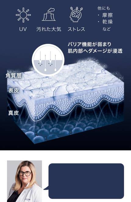 バリア機能が弱まり 肌内部へダメージが浸透