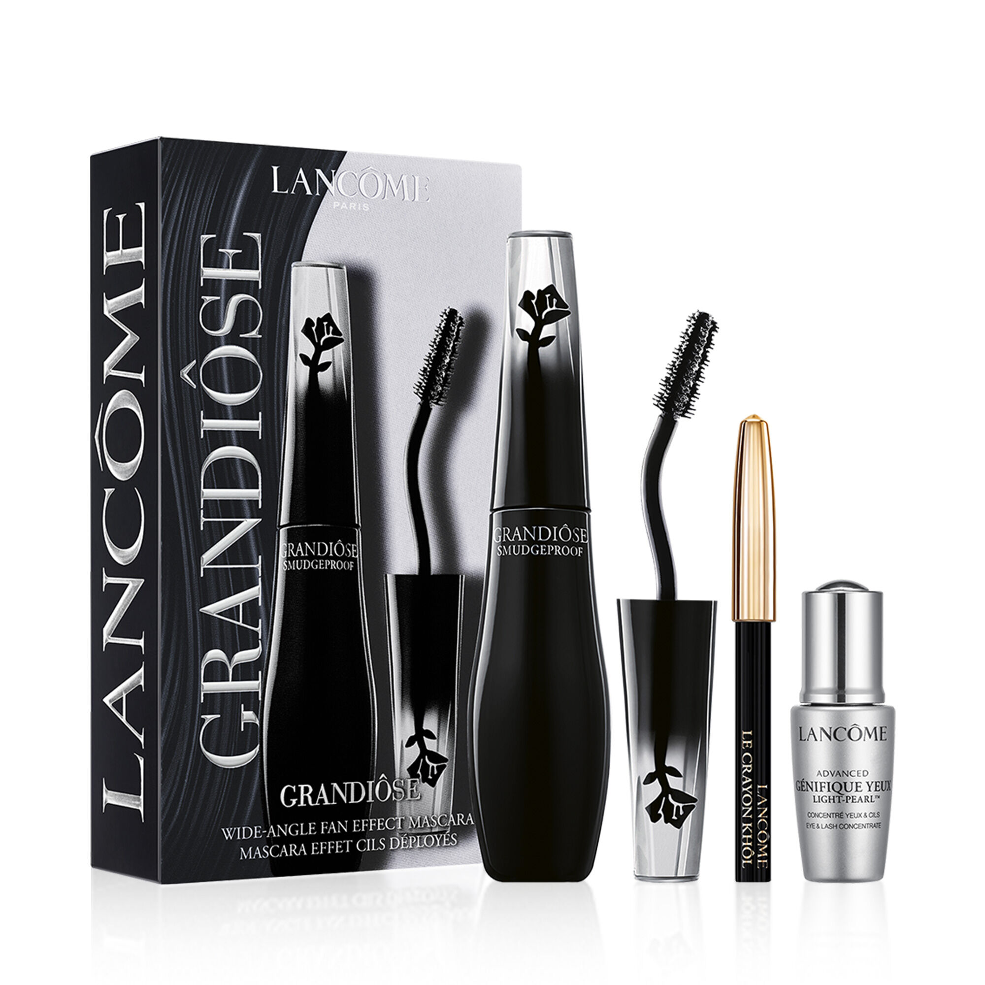 Lancome Paris Eyes That Dramatize Lash Kit (0.22oz Hypnose Drama Mascara 01  Excessive Black+ 0.18oz Cils Booster XL)+50ml Bi-Facil Double-Action Eye 